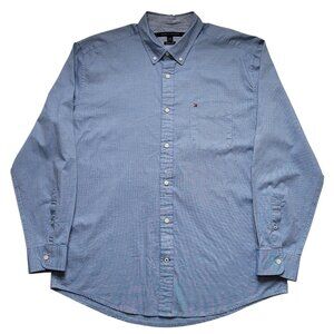 Tommy Hilfiger Mens Blue Button Down Shirt Coastal Grandpa Academia Size XL
